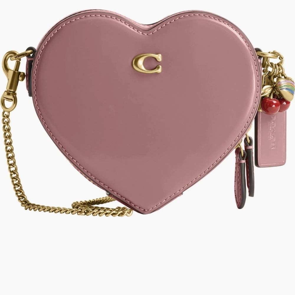 Coach Heart Crossbody Bag in Pink with Gold Hardware